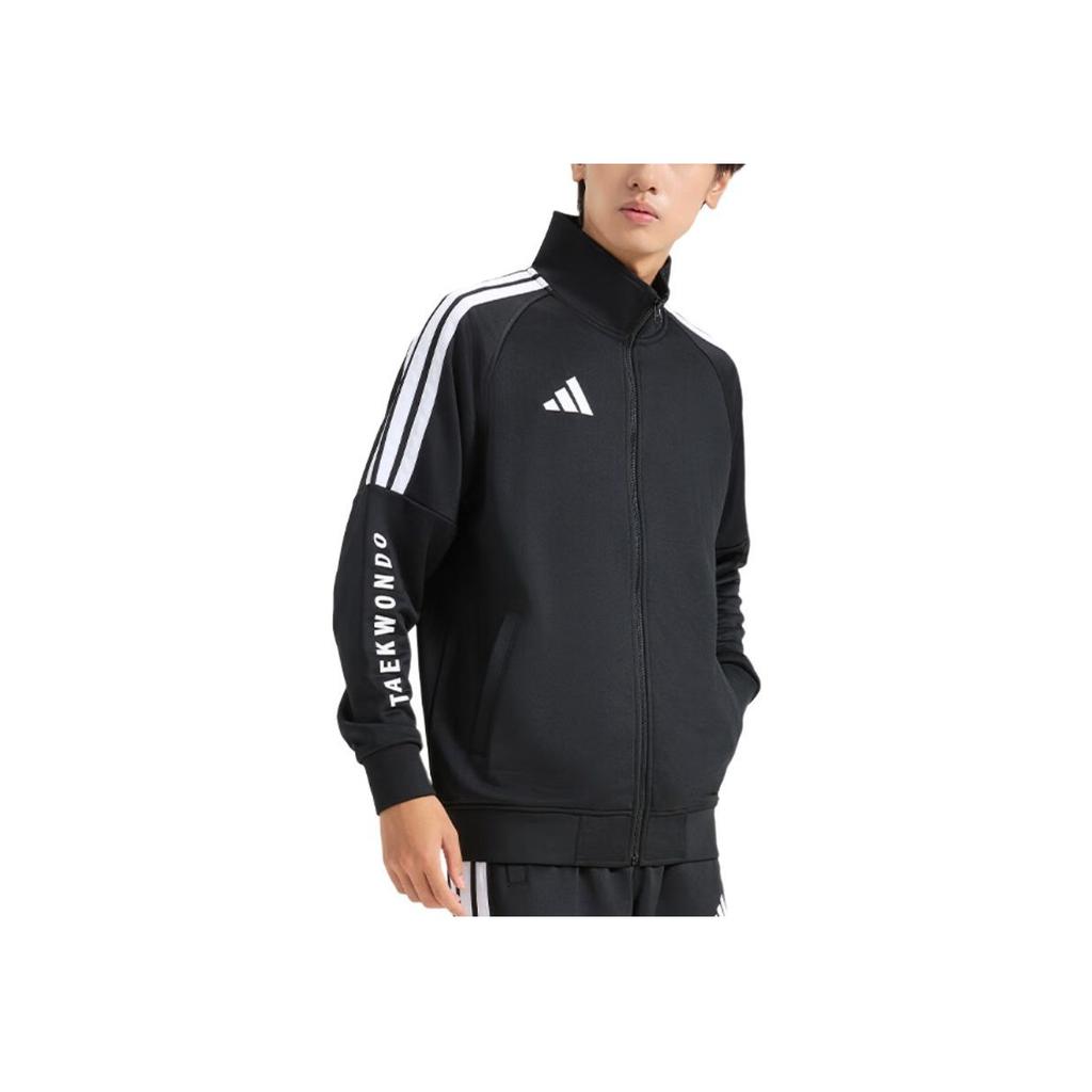 adidas Pruhovaná sportovní bunda se stojáčkem, větruodolná, prodyšná, unisex bundy TR30JR1TK-BW