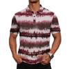 Men’s Short Sleeve Polo Shirt with Abstract Tie Dye Print Classic Button Down Collar Casual Fit Top Tee