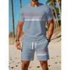 Casual Athletic Set Breathable Outdoor Leisure Men'S Round Neck T-Shirt And Shorts Set Summer Digital Print Print Outfit Men Adult