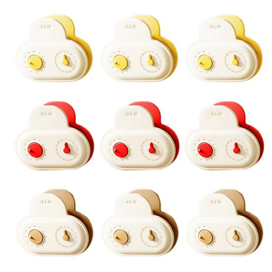 

Magnetic Bag Sealing Clip with Timer Reusable Food Bag Clamp for Chips Snacks Freshness Keeper Cute Refrigerator Magnet Kitchen Fridge Organizer 9pcs