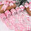 Pink Christmas Craft Ribbon with Wire Edge Holiday Gift Wrapping Decoration for Xmas Boxes