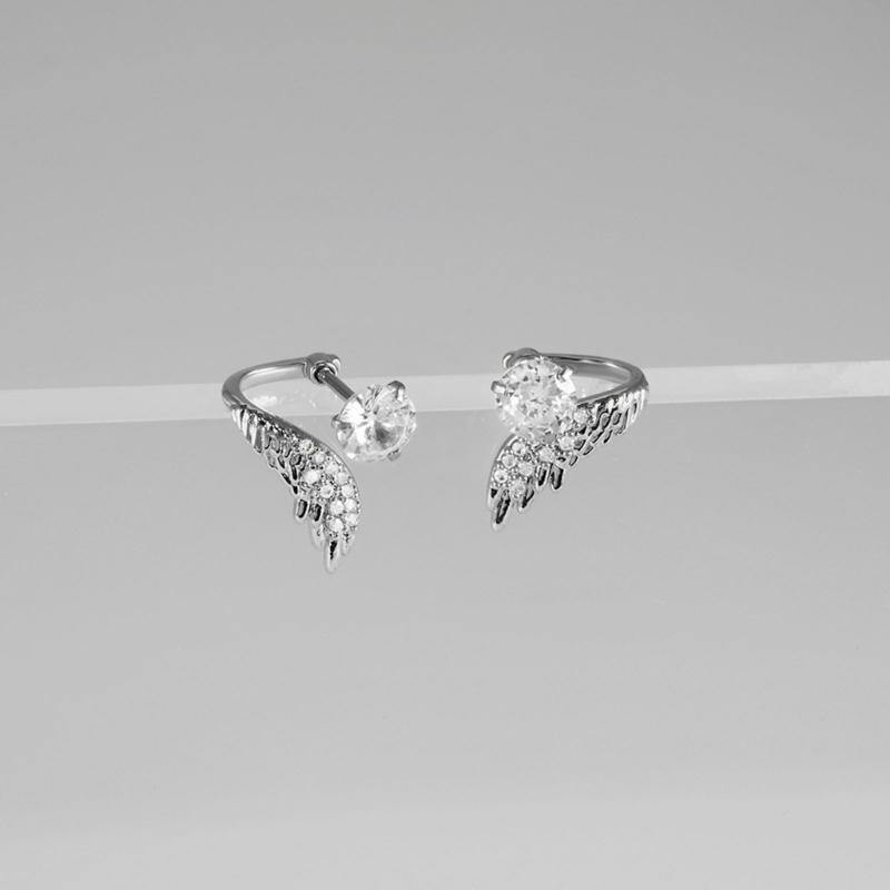 Creative Angel Wing Studs Earrings Stainless Steel Geometric Earrings Ear Jewelry Suitable for Elegant Women Daily Wear