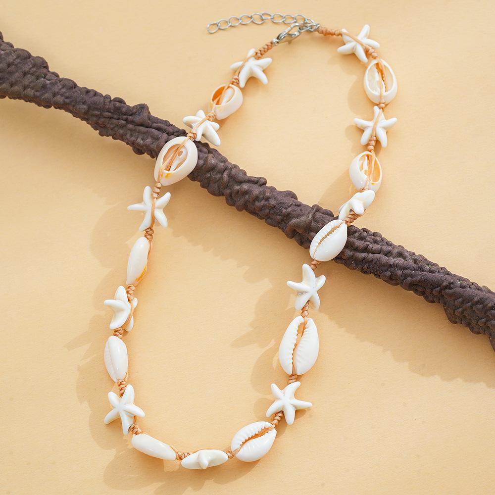 Neuer Strandstil Muschel Halskette Perlen Choker Halsketten für Frauen Handgefertigt Seestern Anhänger Mode Ozean