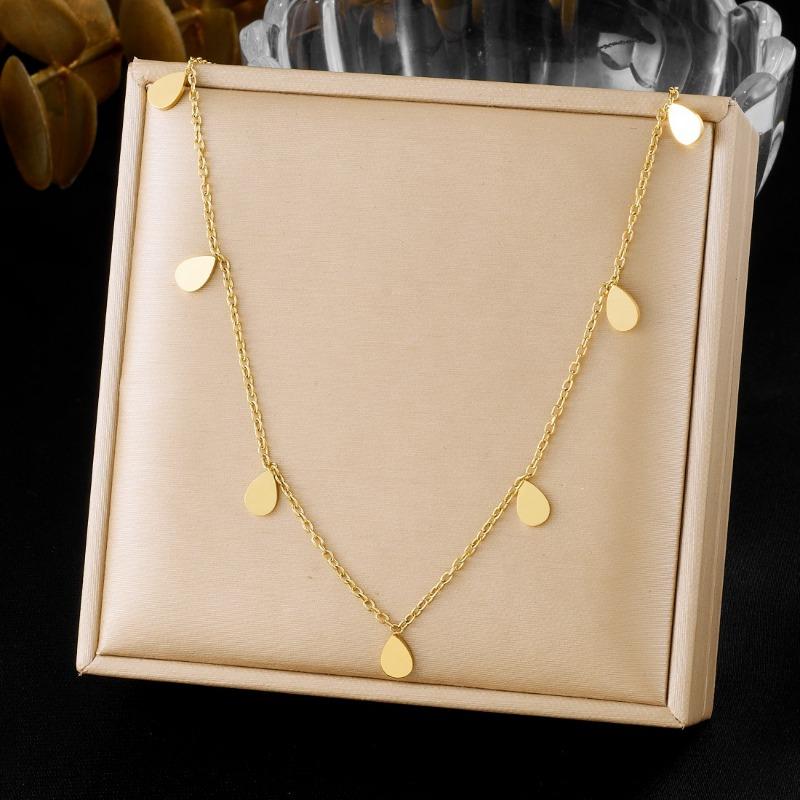 Gold Plated Teardrop Charm Choker Necklace
