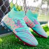 Unisex Fußballschuhe High-Tops Schnürung Rutschfeste Stollen Outdoor Sport Athletische Fußballschuhe für Professionelles Training Sneaker