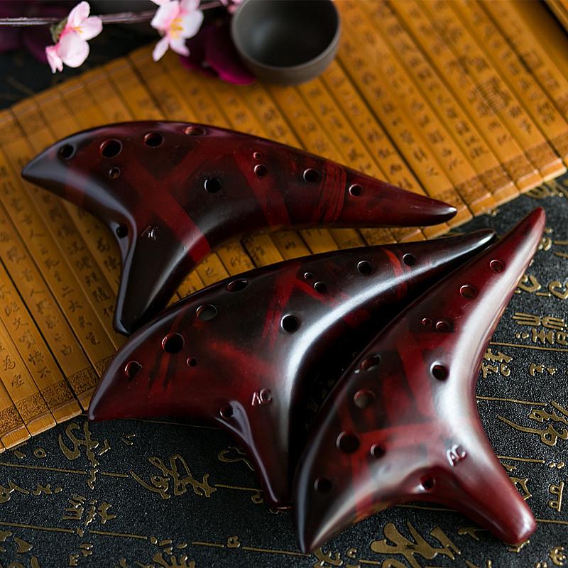 Alto C Key 12-Hole Smoked Ocarina for Professionals and Beginners