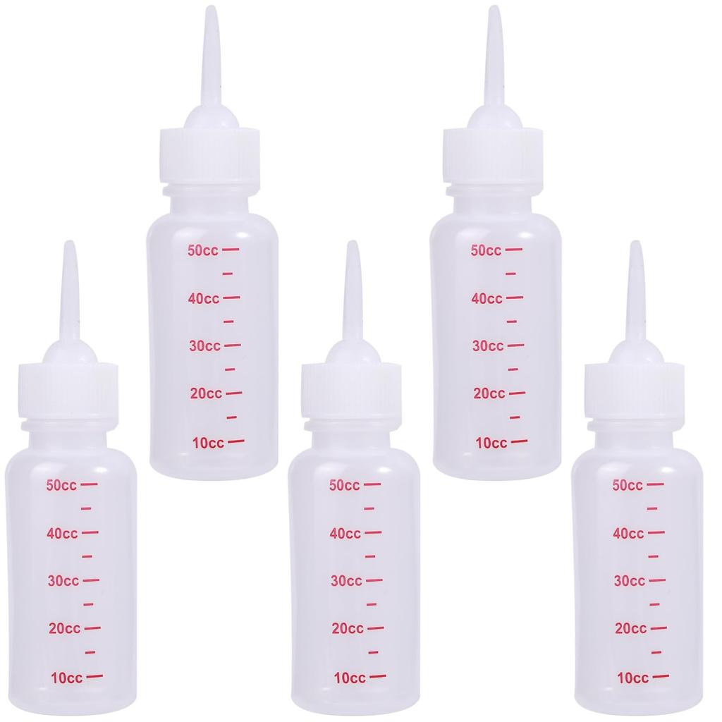 Rubonarie Cat Feeding Set of with 3mm Nipples and for Dogs and Cats Bottles, 50ml, 5, Ultra-Fine Infuser, (White)