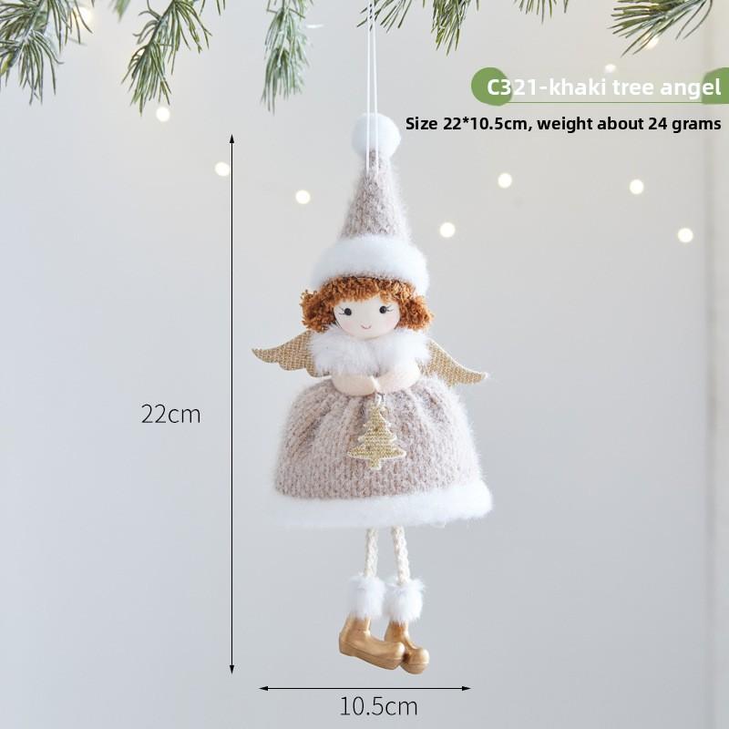 New Christmas Chiffon Dress Angel Girl Doll Ornament for Christmas Tree Decoration Cute Doll Pendant Gift