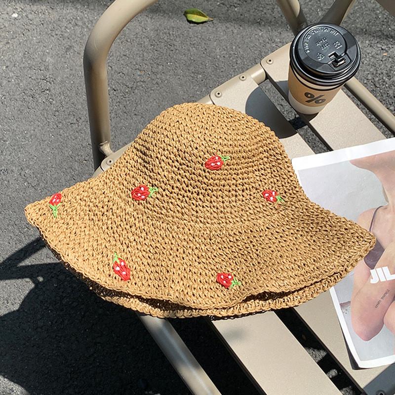 Stylish Woven Straw Hat For Women 2024 Summer Uv Protection And Sunshade Vacation Accessory