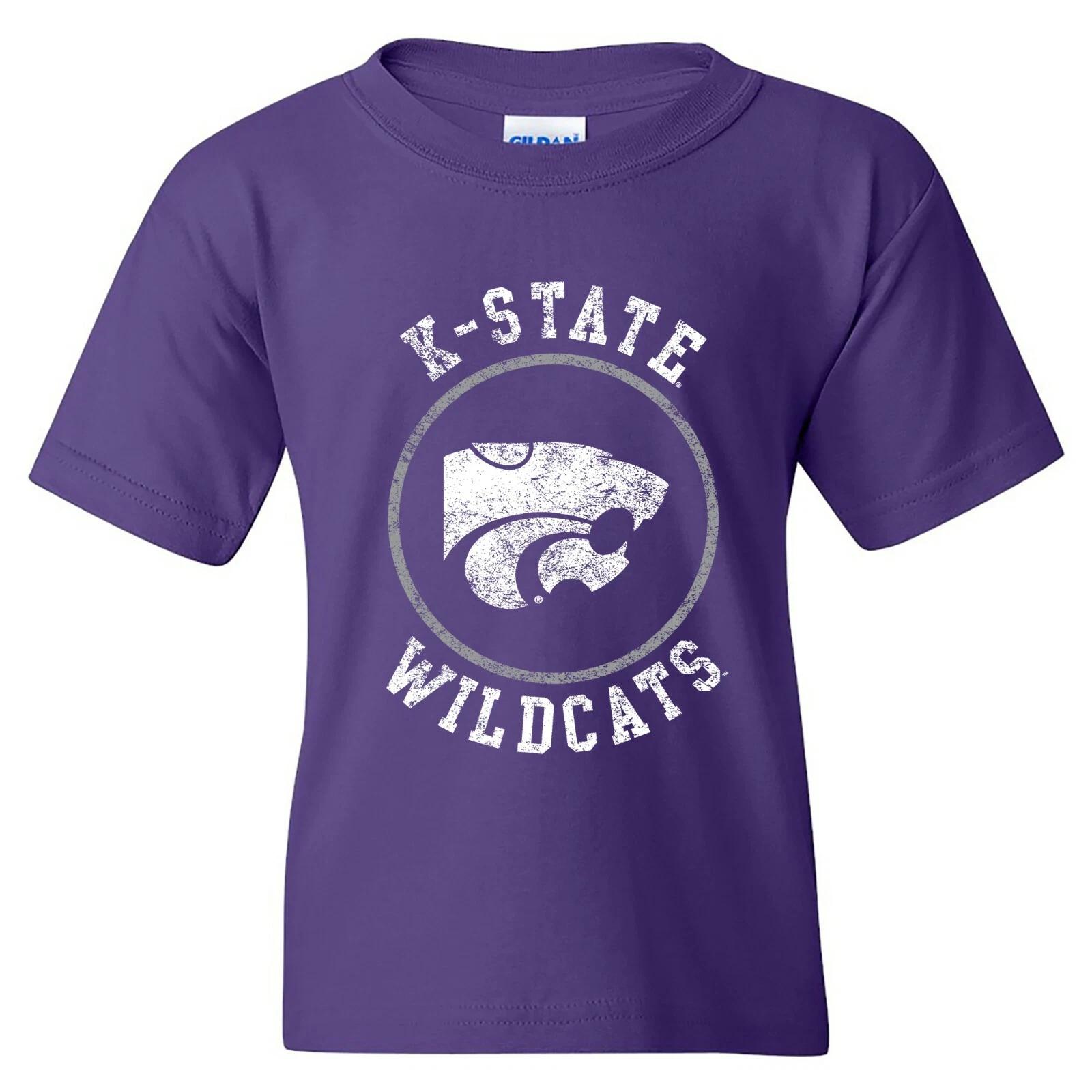 Kansas State Distressed Circle Logo University College Youth T-Shirt - Purple 4XL