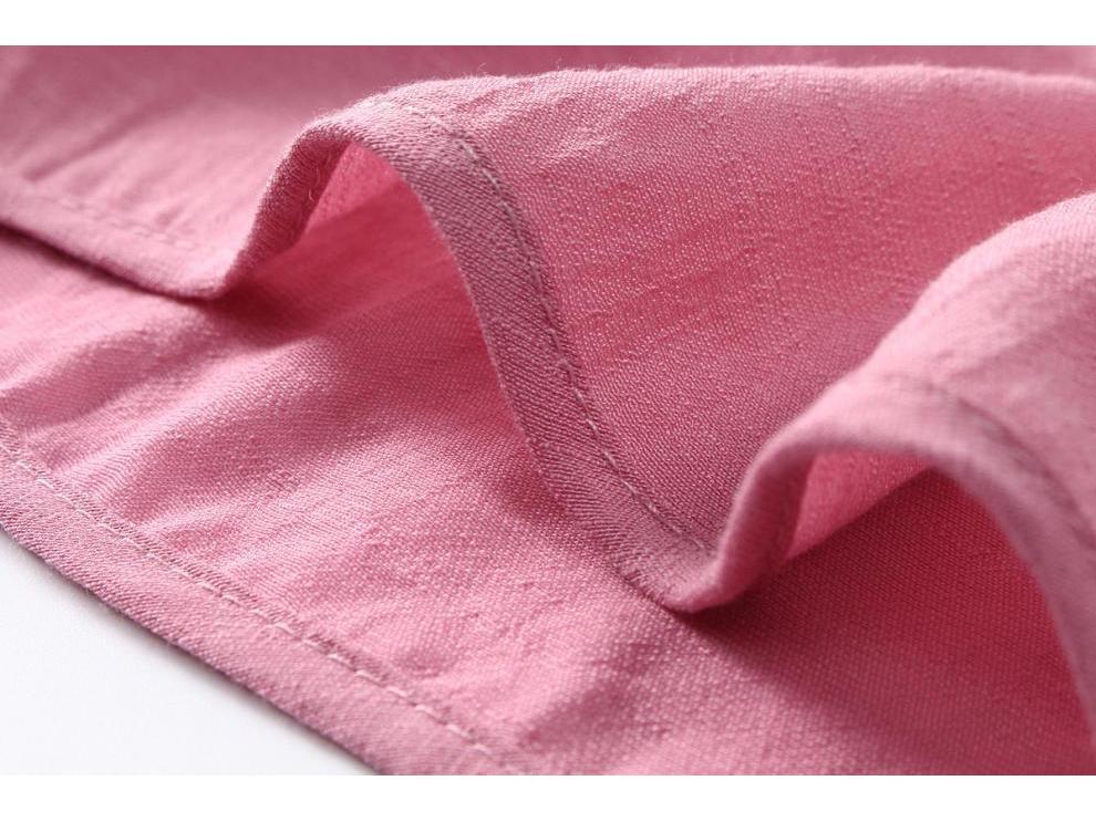 Women's Summer Cotton Linen Short-Sleeved Two-Piece Set: Grandma Mom Pajama Top and Pants.