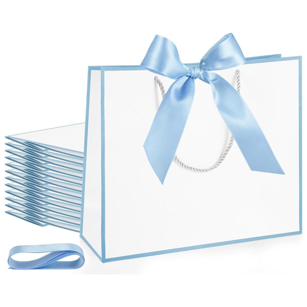 8pcs Gift Bags with Handle Thank You Gift Bags Welcome Bags Gifts with Bow Ribbon Paper Handbag Party Favor Bags Shopping Bags Gift Wrap Box