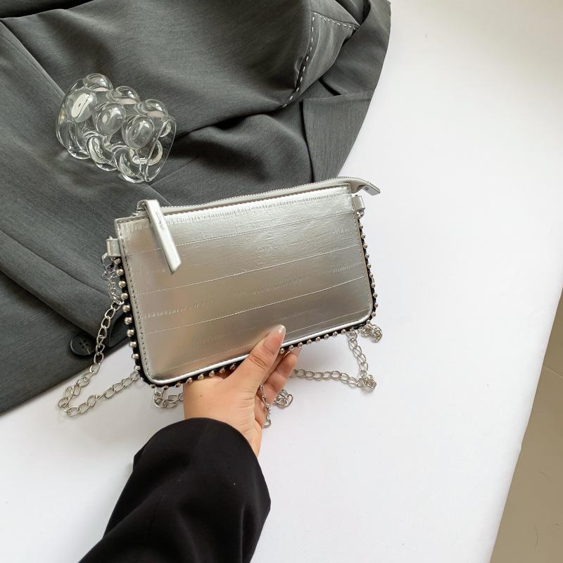 

2024 Korean Style Small Square Shoulder Bag - Summer & Autumn Fashion Casual Messenger with Portable Coin Purse null срібний