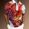 Abstract Print Short Sleeve Polo Shirt, Half-Zip Casual Wear