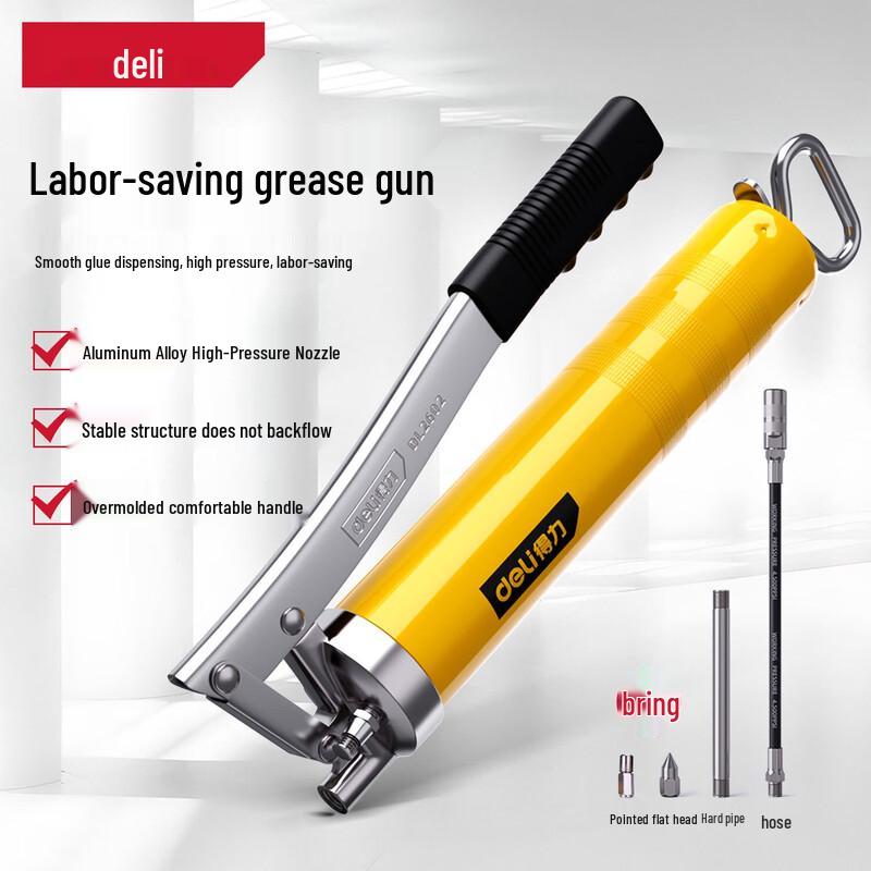 Deli 400cc Manual High-Pressure Grease Gun CN plug (adapter included)