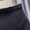 Women's Gray Wool Blend A-line High Waist Skirt - Autumn/Winter Slimming Petite Fit with Lace Detail