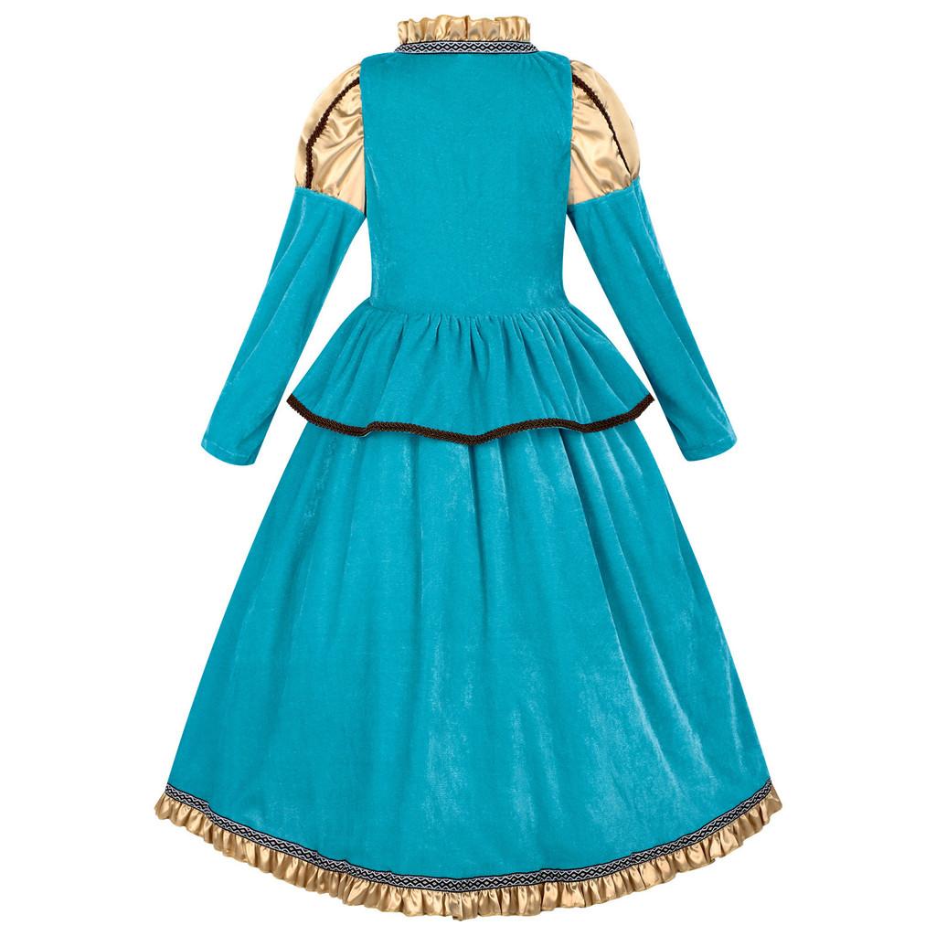 Halloween Childrens Medieval Princess Cosplay Dress With Crown And Scepter For Party