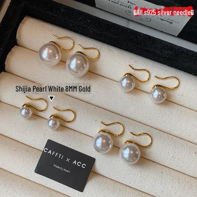 S925 Sterling Silver White Pearl High-Heel Earrings for Women – Luxury Niche Design