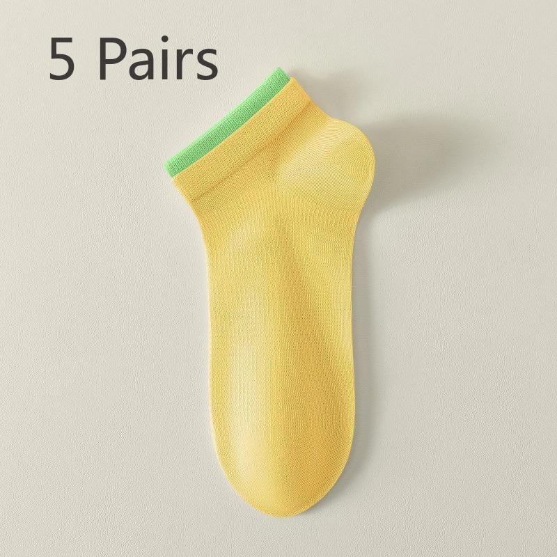 5 Pairs of Female Pure Cotton Spring and Summer 7A Antibacterial Deodorant Sweat Socks