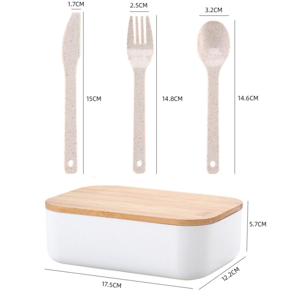 Wheat Straw Lunch Box Rectangle Food Storage Box Portable   School Office