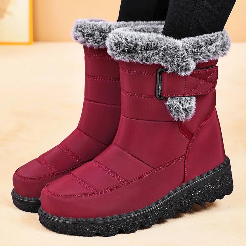 Women Waterproof Winter Shoes for New Faux Fur Female Long Plush Boots Woman Warm Cotton Snow women's shoes