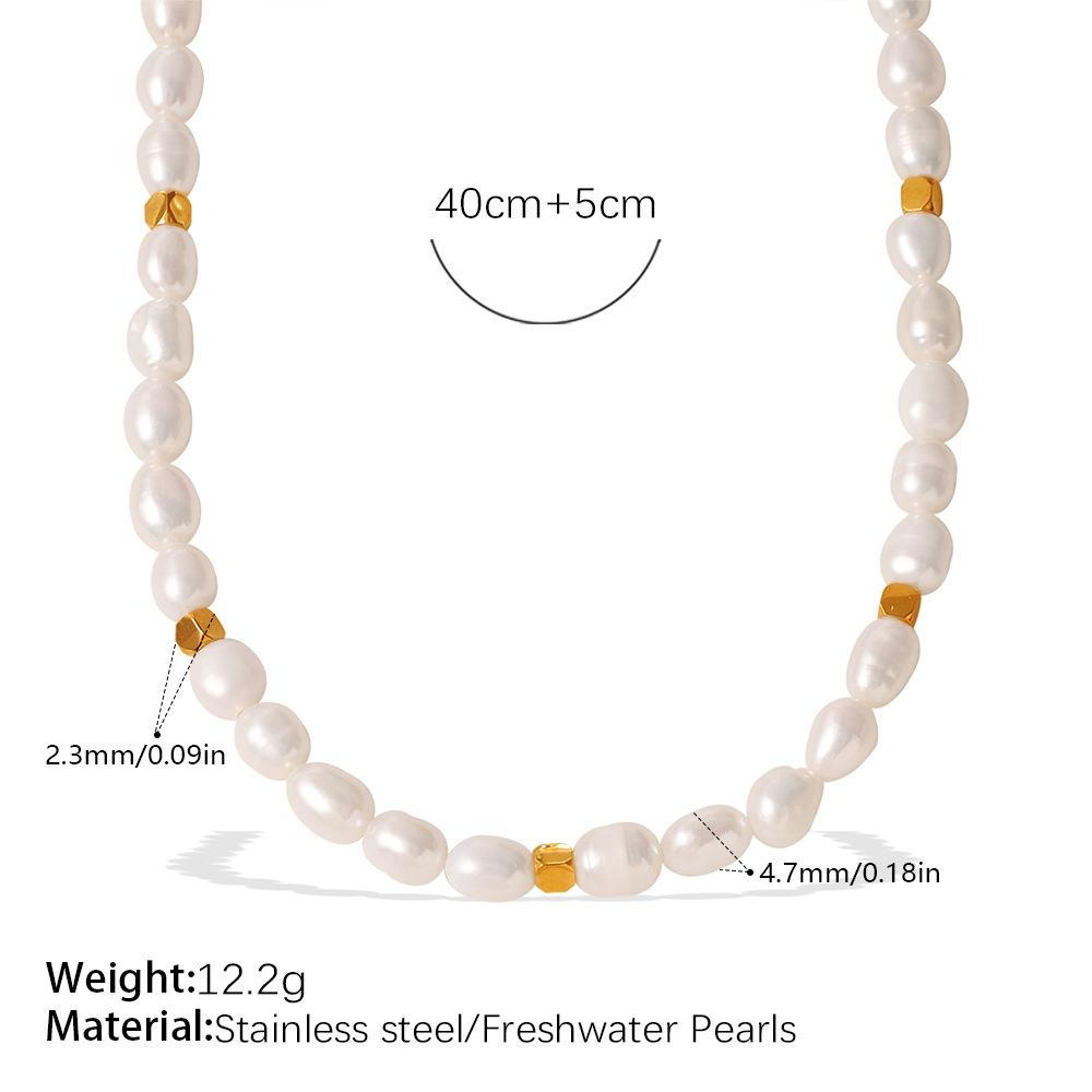 

2026 European and American Light Luxury Niche Design Sense Geometric Pendant Collarbone Chain Women s High-end Sense Retro Pearl Necklace 45CM