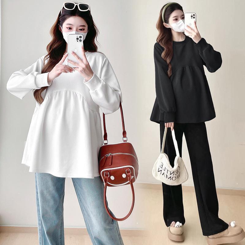 New Versatile Maternity Sweatshirt - Loose Casual Long Sleeve, Age-Reducing Autumn/Winter Women's Top