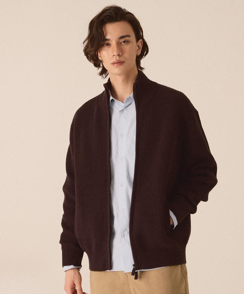 Cutz Two-Way Zip-Up Knit Cardigan - 4 Colors