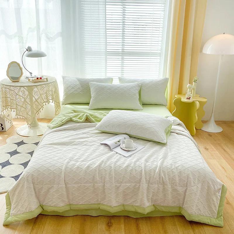 Soybean Fiber Seersucker All Cotton Washed Cotton Summer Quilt Four-Piece Set