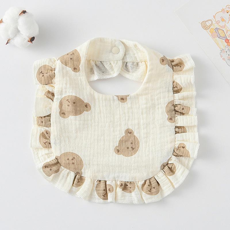 Ruffle Baby Drool Bibs: Pure Cotton Printed Lace Bibs