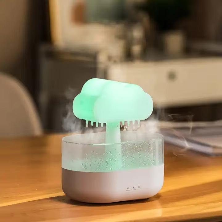 Home Bedroom Car Hot Sale Rain Cloud Humidifier Aroma Essence Oil Diffuser 7 Color LED Night Light Mushroom Design