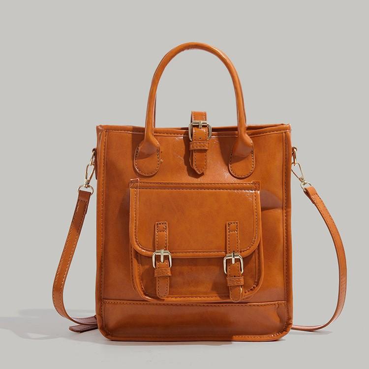 

Bag Women s 2025 New College Style Briefcase Hand Carry Retro Shoulder Oblique Span Bag Student Commuter Bag Tote Bag коричневий