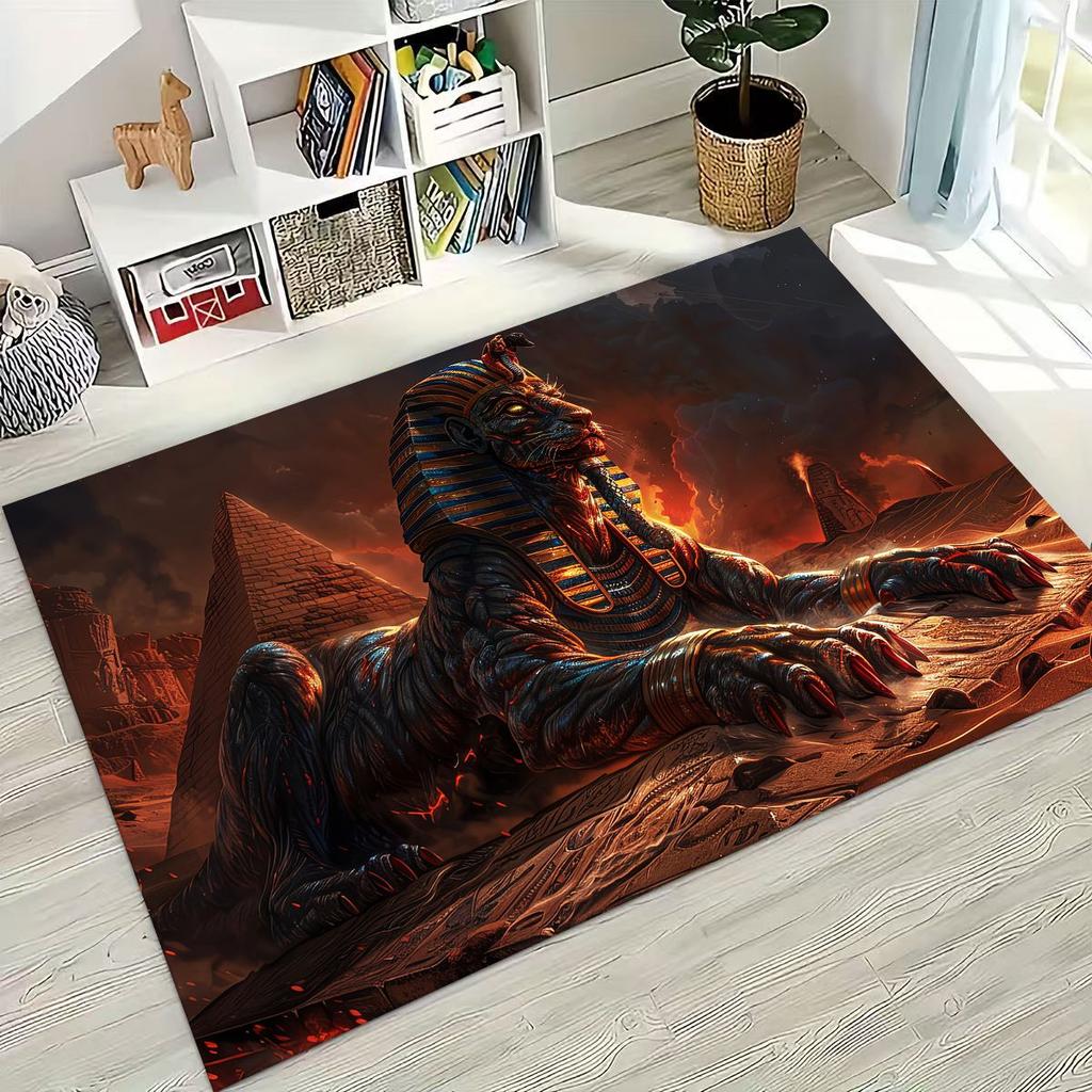 Ancient Egyptian God Dead Anubis Pharaoh Tutankhamun Mask Rug Carpet for Bedroom Living Room Sofa Doormat Decor,Non-slip Mat