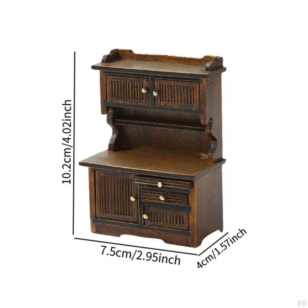 1/16 Dollhouse Bookcase Display Cabinet for Various Rooms Wood Furniture Accessory