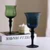 Medieval Goblet Champagne Wine Glass French Home Colored Vintage Vertical Green Cobalt Blue Amber Roman Column Wedding Wine Cup