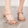 Middle Heel Cross Strap Slippers Female Outer Wear Non-slip Two Wear Sandals Sexy Thick Heel Slippers