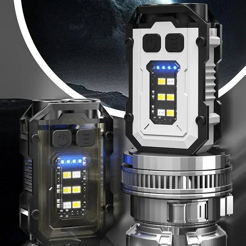 Linterna de Bolsillo LED Potente Super Brillante Multifuncional Magnética COB EDC Mini Llavero Linterna Recargable