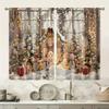 Set Of 2 Christmas Holiday Snowman Tree Pattern Printed Curtains Home Decoration Room Curtain Polyester