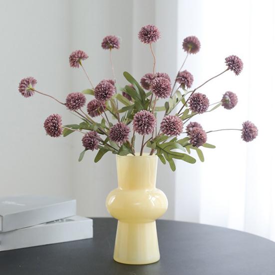 Faux Silk Pompon Mum Artificial Flowers 5 Heads Autumn Ball Chrysanthemum