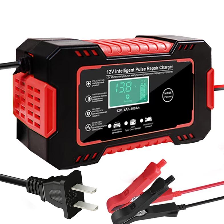 12V 6A Intelligent Car Motorcycle Battery Charger for Auto Moto Lead Acid AGM Gel VRLA Smart Charging 6A 12V Digital LCD Display