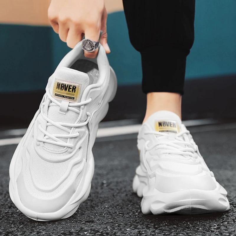 Fashion Breathable Sports Shoes for Men Thick Platform Cushioned Insole Without Leather Miked Colour Running Jogging Man Casual Sneaker