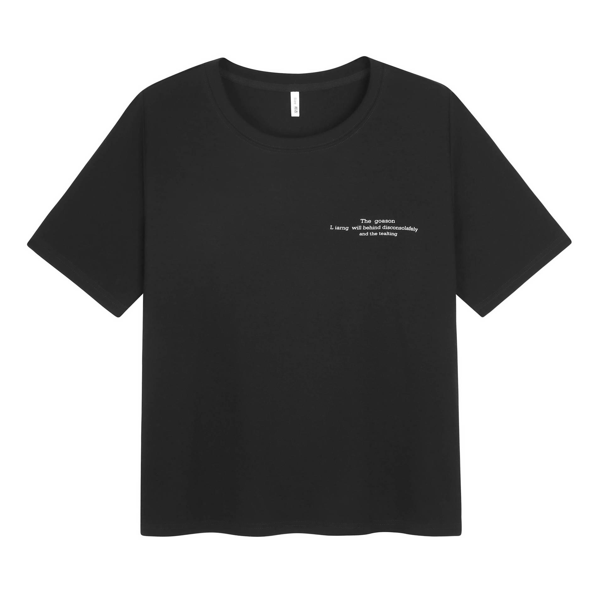 

Топ большого размера в корейском стиле с цветными блоками - Приталенный, Свободный, Универсальный, Футболка с круглым вырезом и коротким рукавом для лета 2XL (suggested 140-160 lbs) чёрный