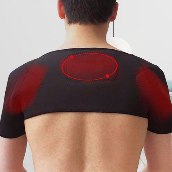 Shoulder Pad Self-heating Magnetic Therapy Faux Leather Adjustable Soft Shoulder Strap for Sports
