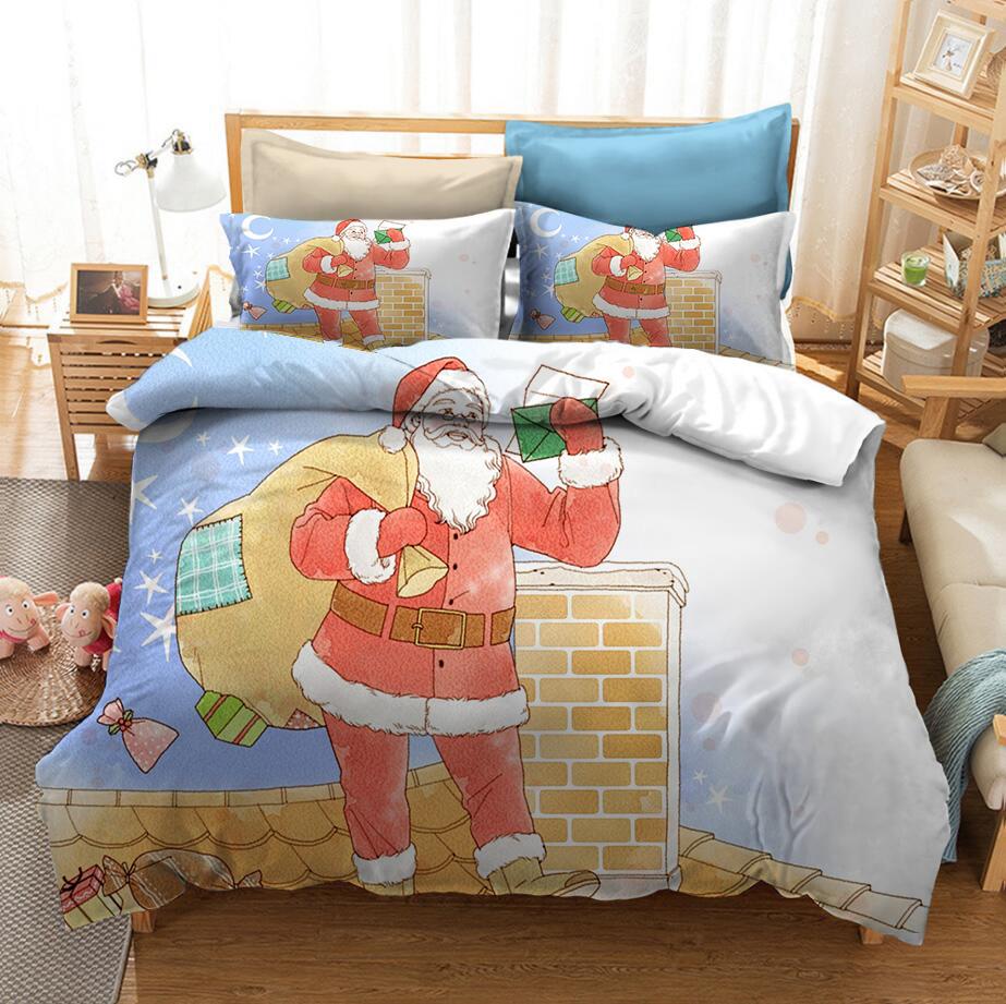 Nou cadou de Crăciun Fericit 3D Set de lenjerie de pat pentru Moș Crăciun Set de husă de pilota Queen Twin o singură dimensiune Față de pernă Textile de casă de lux