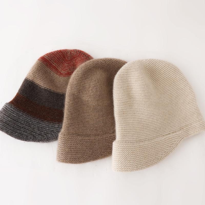 Damen 100% Reines Kaschmir Strickmütze - Lässig, Vielseitig, Einfarbig, Warmes Modeaccessoire
