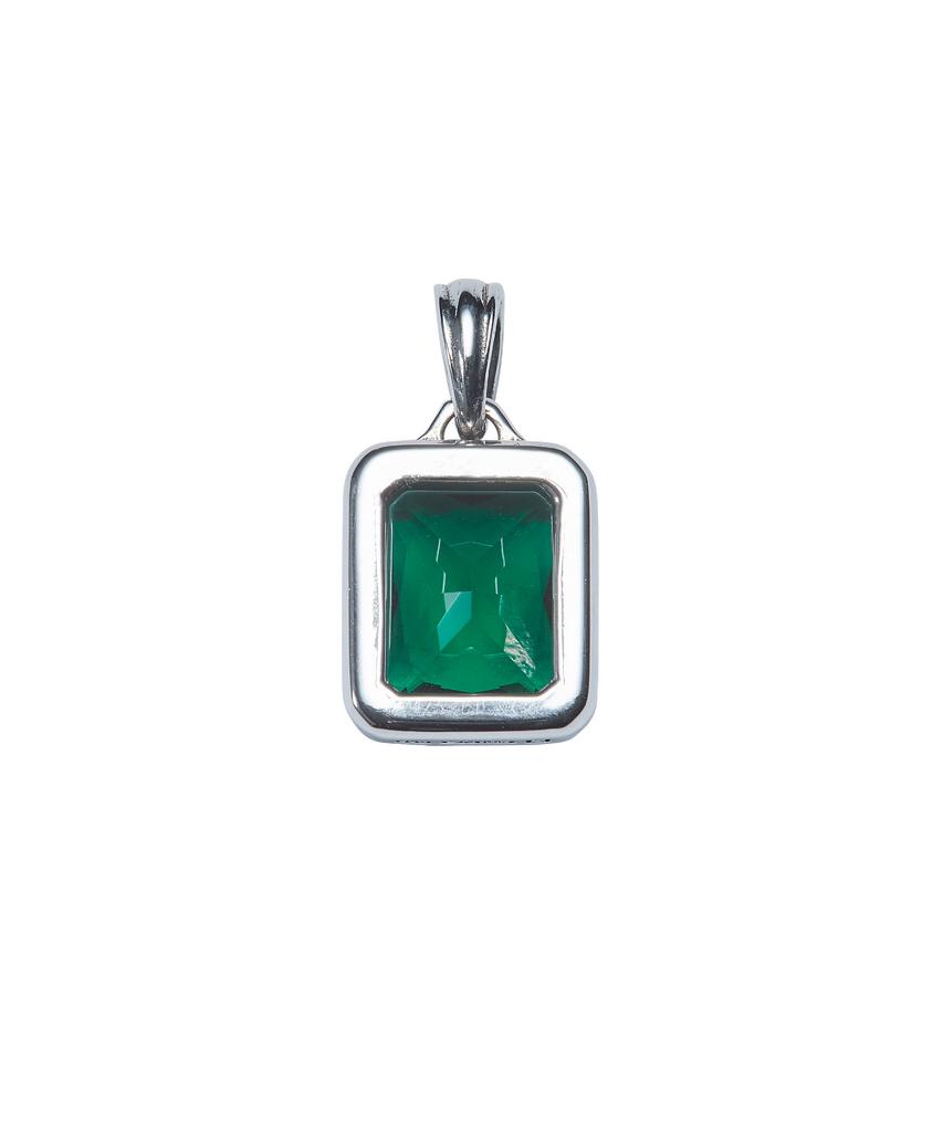 Sting925 Green Emerald Cut Pendant
