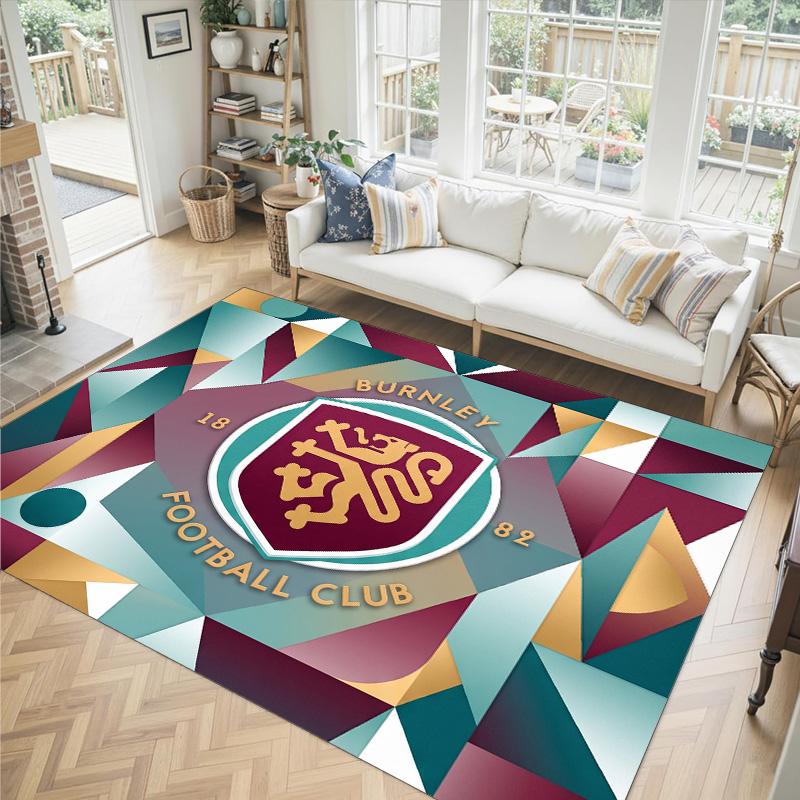 Burnley Football Design Crystal Velvet Carpet Cozy Non?Slip Printed Rug For Bedroom Living Room Entrance