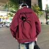Giacca da baseball retrò color bordeaux con ragno da uomo, nuova moda primavera e autunno, marca giacca da volo per giovani