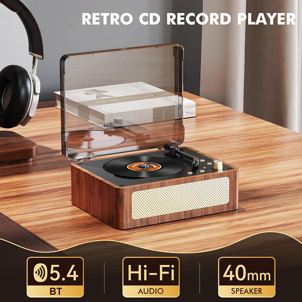 Portable Retro CD Player Rechargeable Wireless Bluetooth-Compatible 3.5mm AUX Wireless CD Player for Music Lover Birthday Gifts