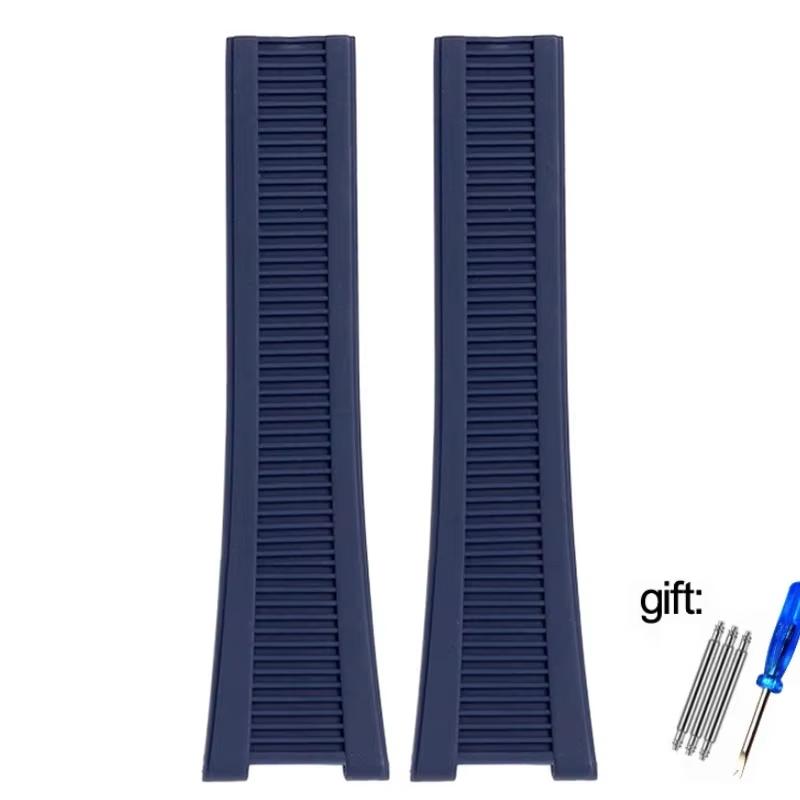 Gummi Konkaves Uhrenarmband für Patek Nautilus Philippe PP 5711 5712 Schwarz Blau Grau Braun Silikon Uhrenarmband 25mm*13mm